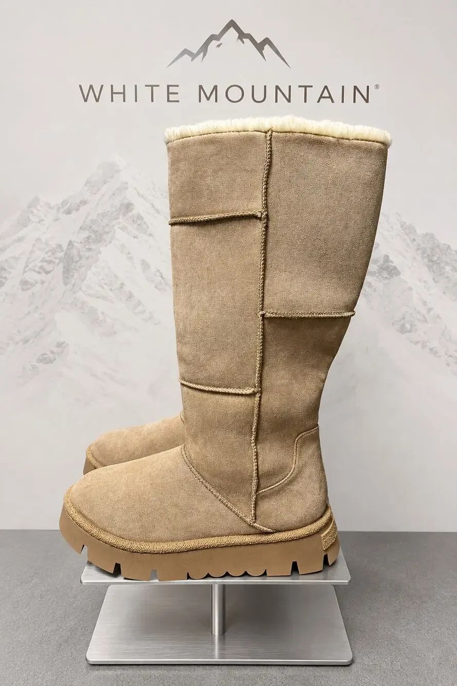 White Mountain Tru Tall Faux Suede Boots Dark Beige Sz 6.5 NWB